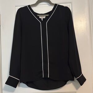 Laundry By Shelli Segal Black and White Long Sleeve Blouse